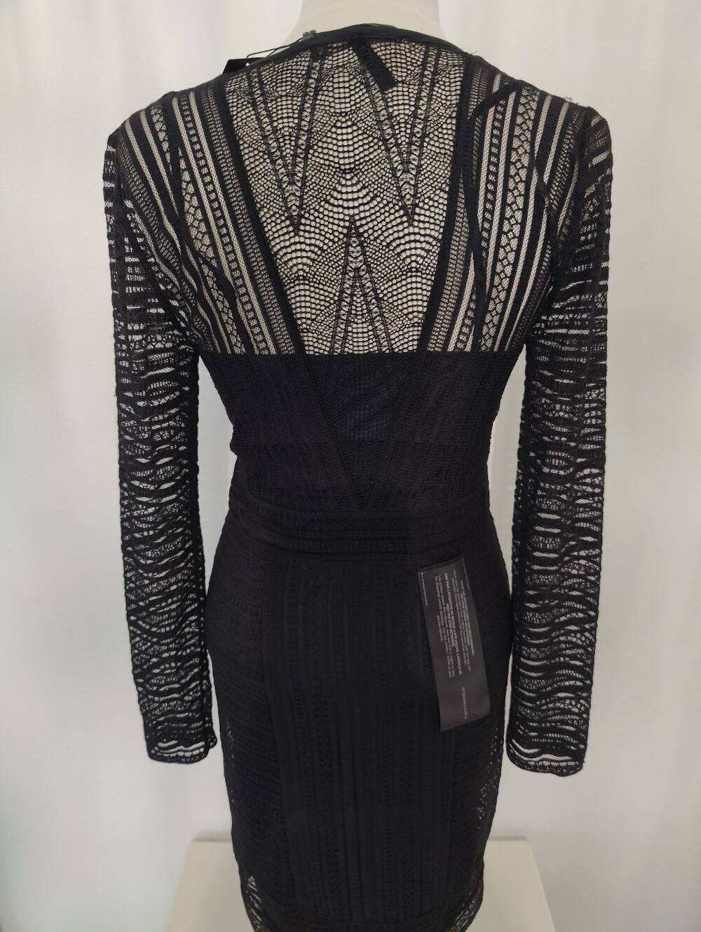 BCBG Maxazria Dress S Black Lace Cocktail Art Deco Romantic Date Night Elegant - Picture 7 of 15